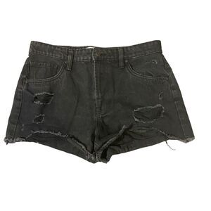 Refuge Distressed Shorts Raw Hem Black Jean Denim Short Chelsea Size 7 Rock Punk